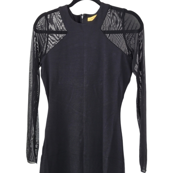 NWT Catherine Malandrino 2 Jacinta Black Mesh Midi Sheath Dress LBD Elegant Edgy - Picture 8 of 11